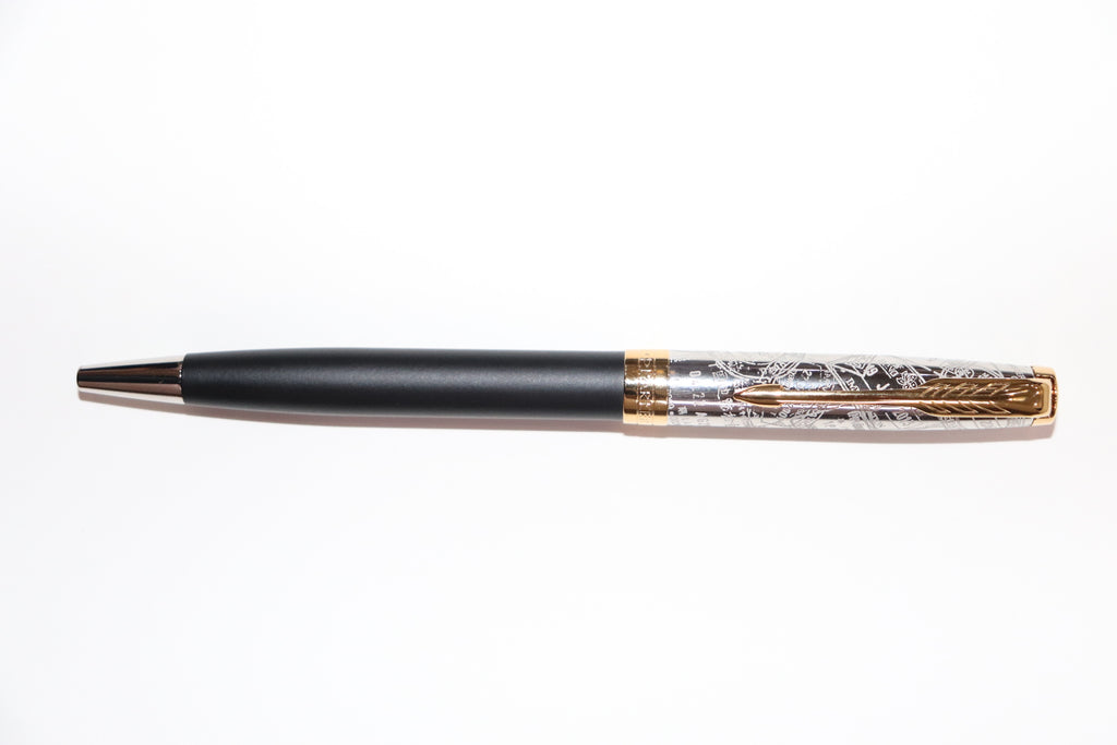 Parker Sonnet Reflection Matte Black With Classy Engraved Goldtrims Cap Ballpoint Pen