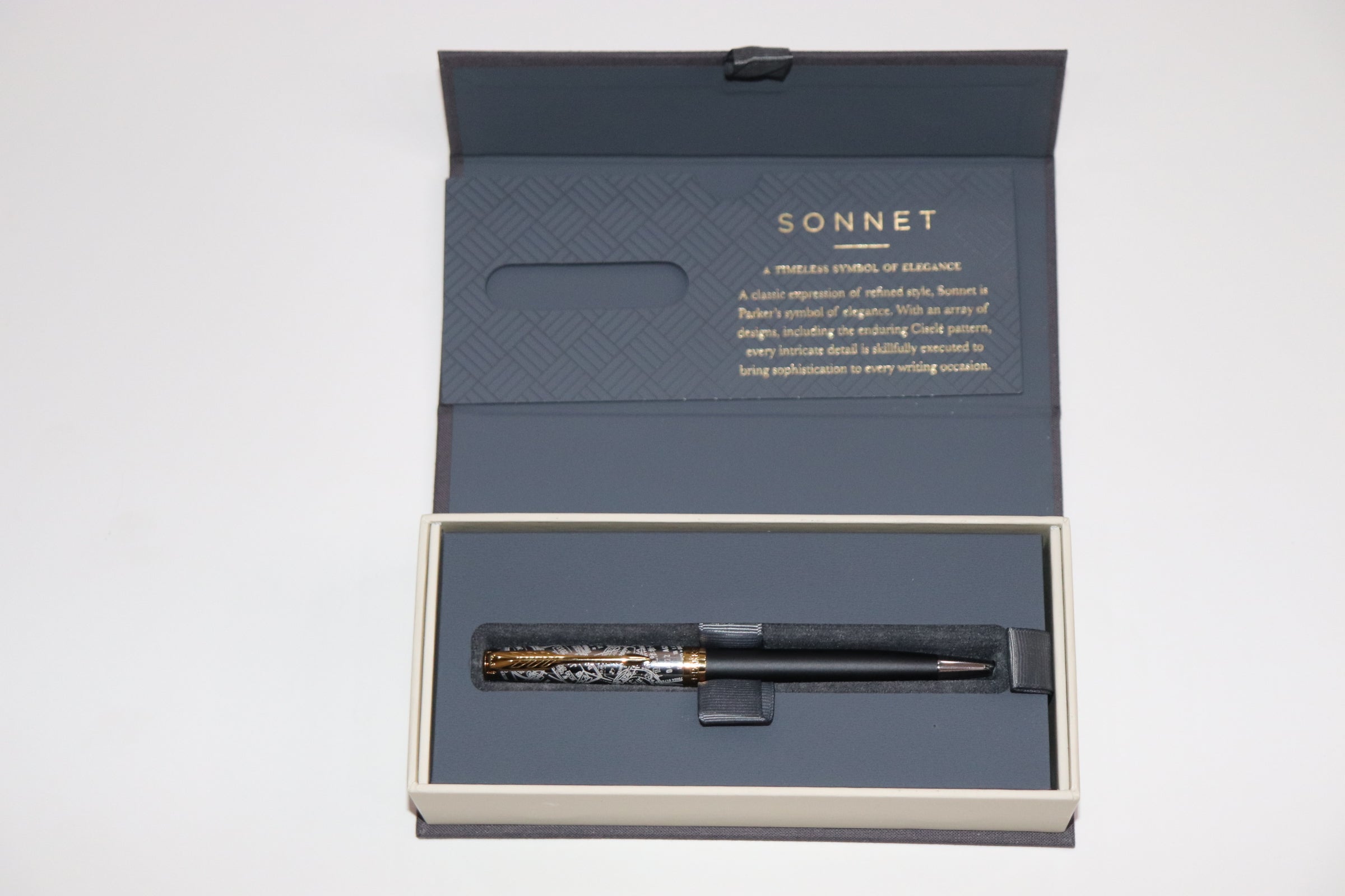 Parker Sonnet Reflection Matte Black With Classy Engraved Goldtrims Cap Ballpoint Pen