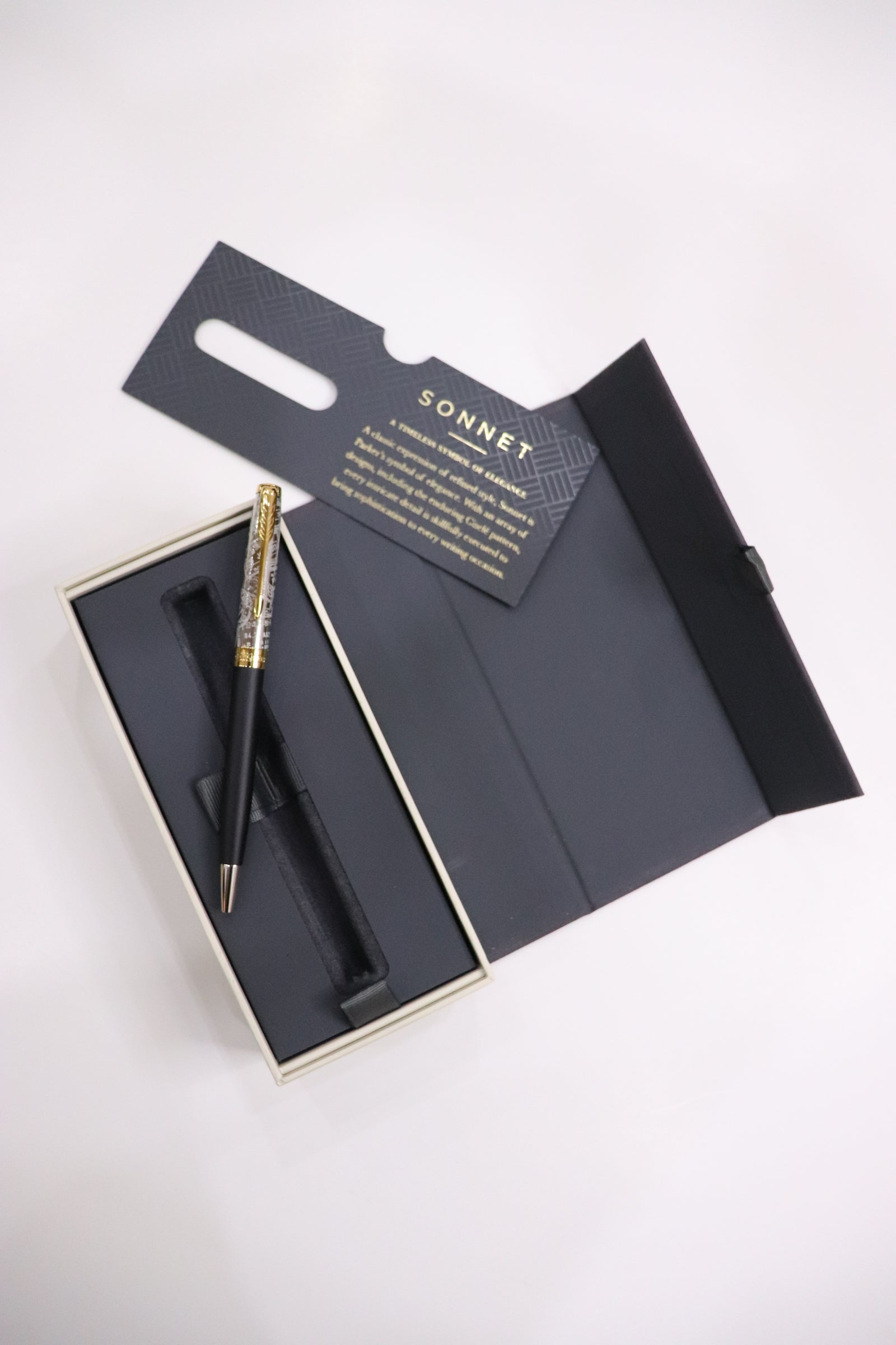 Parker Sonnet Reflection Matte Black With Classy Engraved Goldtrims Cap Ballpoint Pen