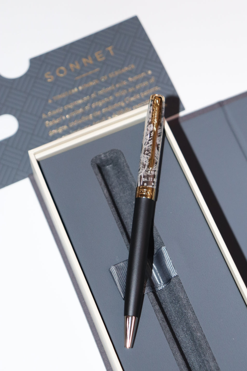 Parker Sonnet Reflection Matte Black With Classy Engraved Goldtrims Cap Ballpoint Pen