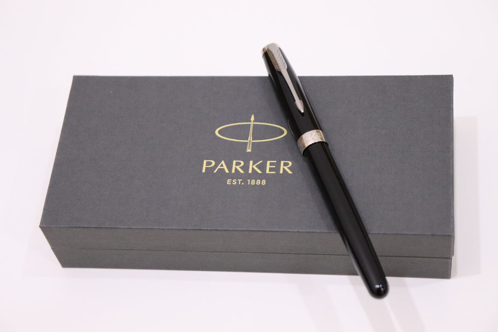 Parker Sonnet Black Lacquer Chrome Trim Fountain Pen