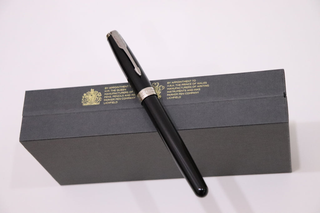 Parker Sonnet Black Lacquer Chrome Trim Fountain Pen