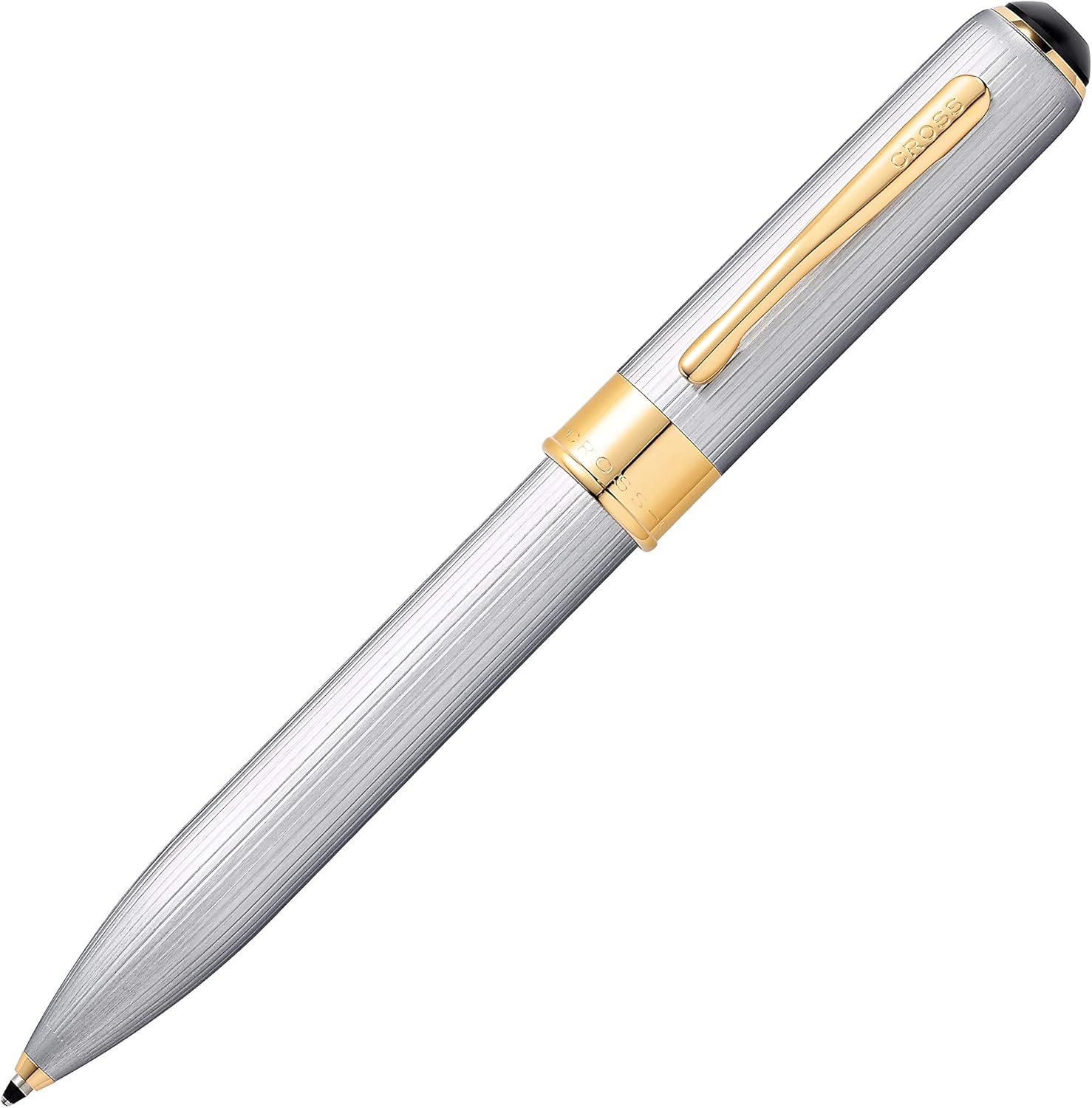 Cross Brushed Chrome Ballpoint Pen With Gold Appointments
