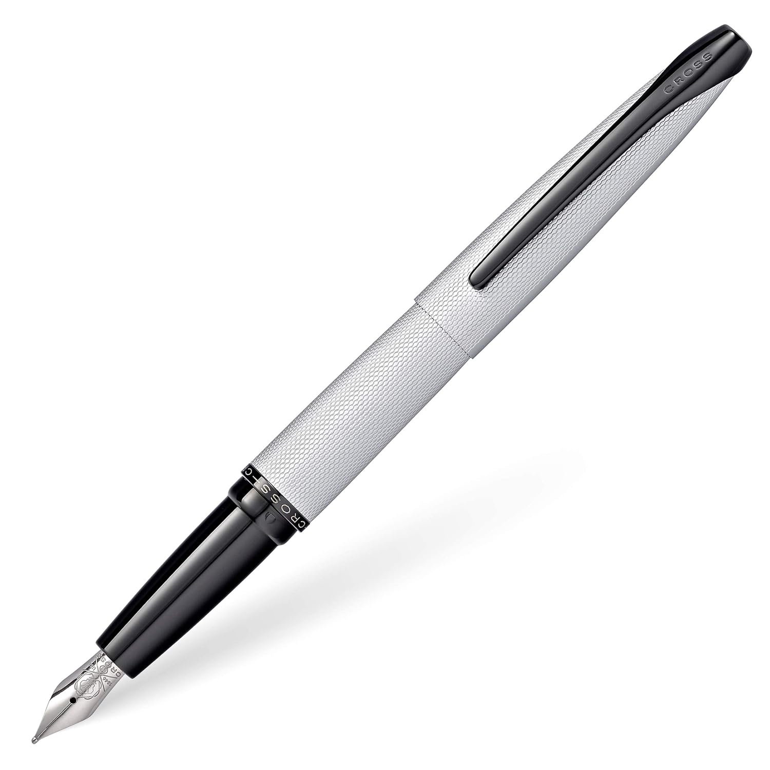 Cross ATX Brushed Chrome Etched Diamond Pattern Fountain Pen