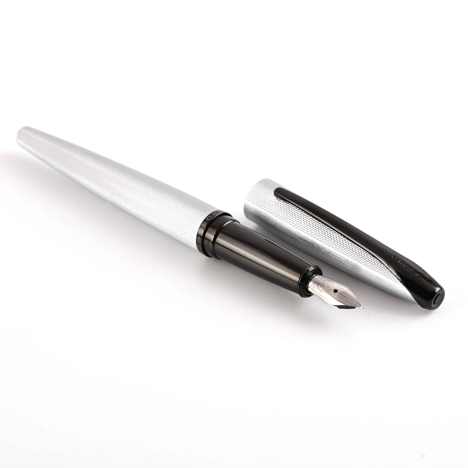 Cross ATX Brushed Chrome Etched Diamond Pattern Fountain Pen