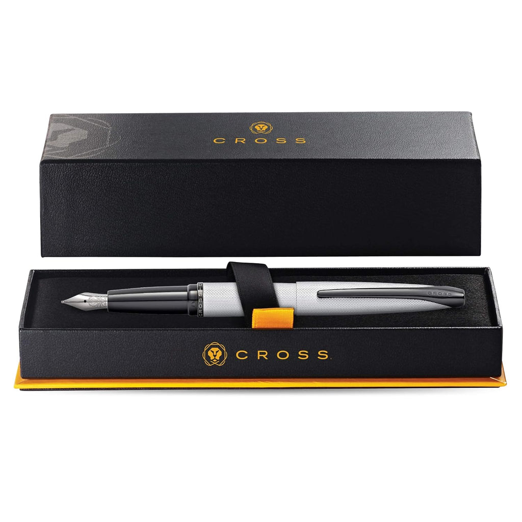 Cross ATX Brushed Chrome Etched Diamond Pattern Fountain Pen