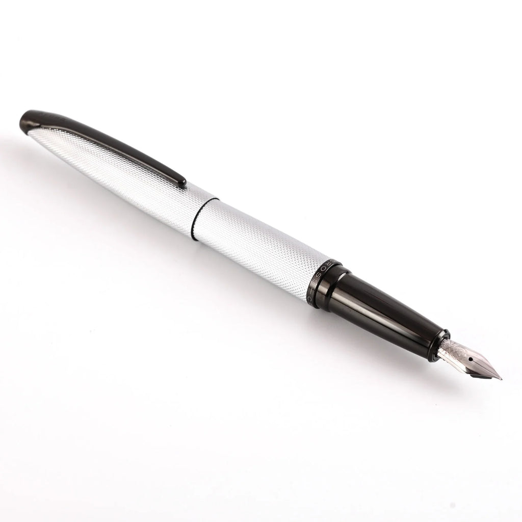 Cross ATX Brushed Chrome Etched Diamond Pattern Fountain Pen