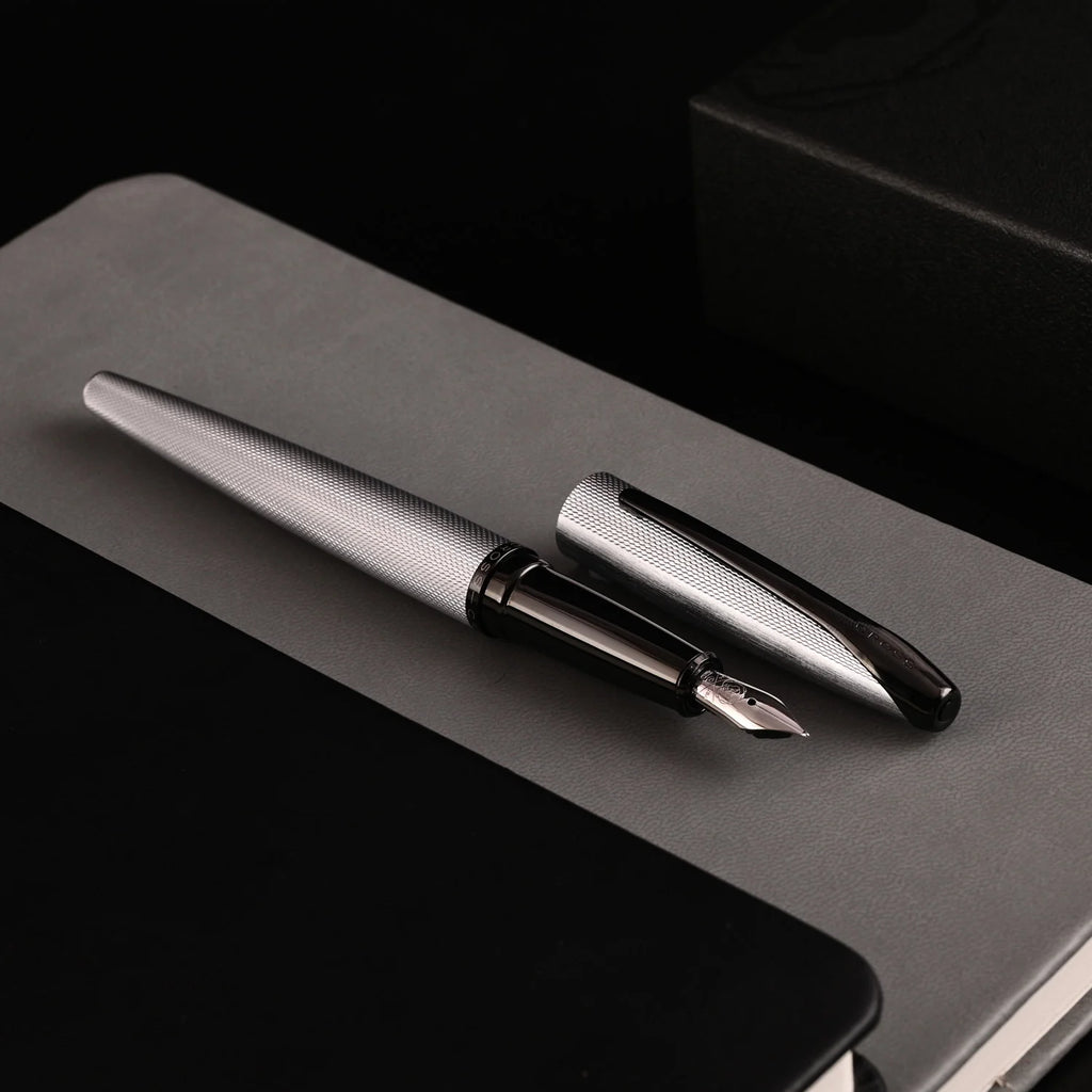 Cross ATX Brushed Chrome Etched Diamond Pattern Fountain Pen