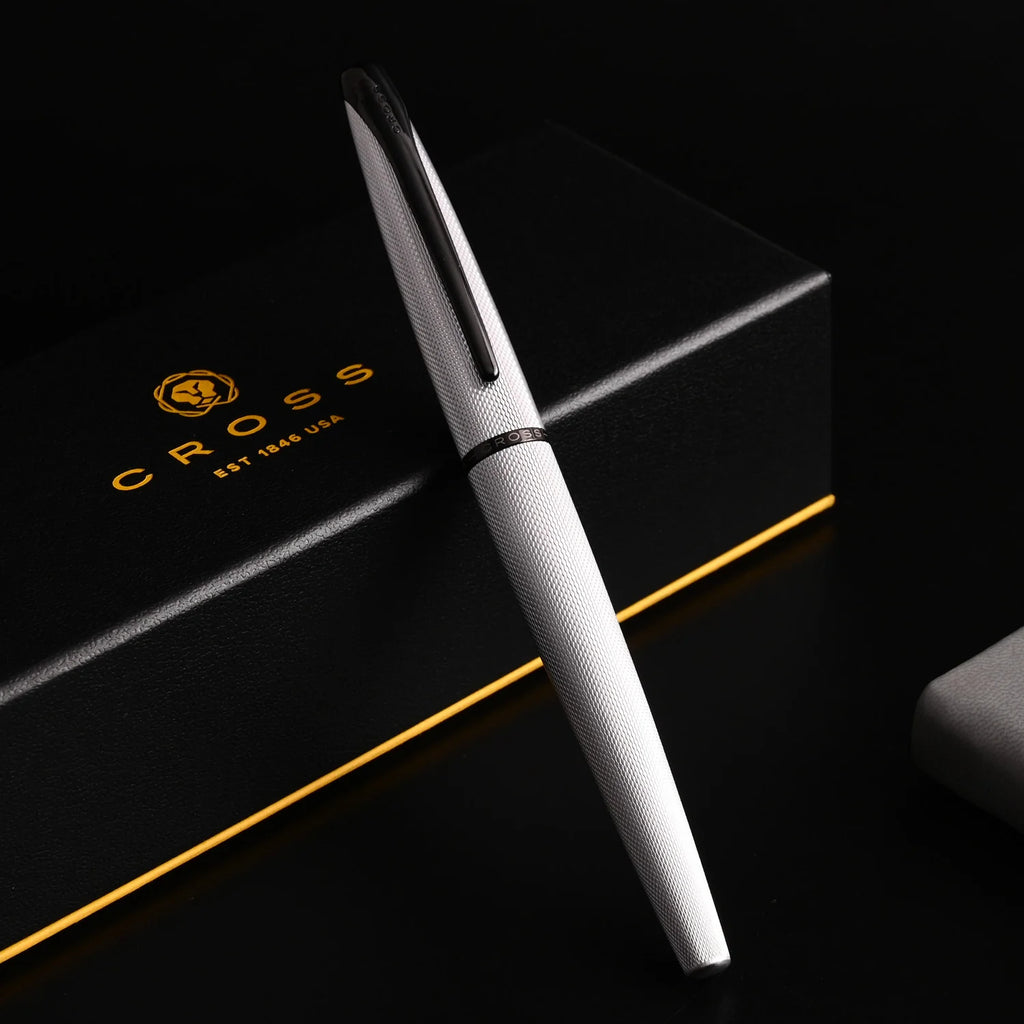 Cross ATX Brushed Chrome Etched Diamond Pattern Fountain Pen