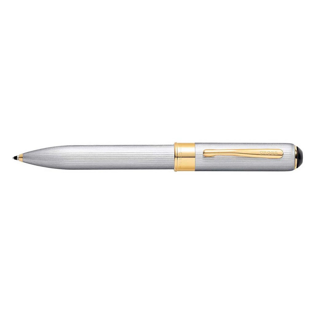 Cross Brushed Chrome Ballpoint Pen With Gold Appointments