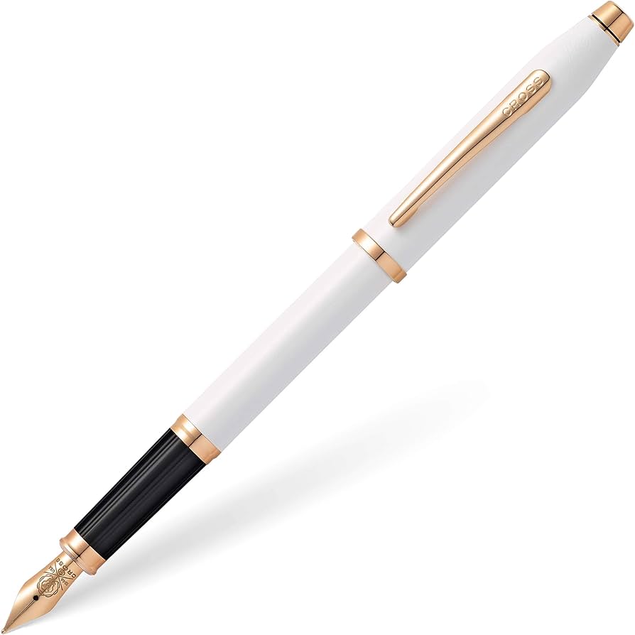 Cross Century II Fountain Pen – Pearlescent White Lacquer with Rose-Gold Tone Appointments