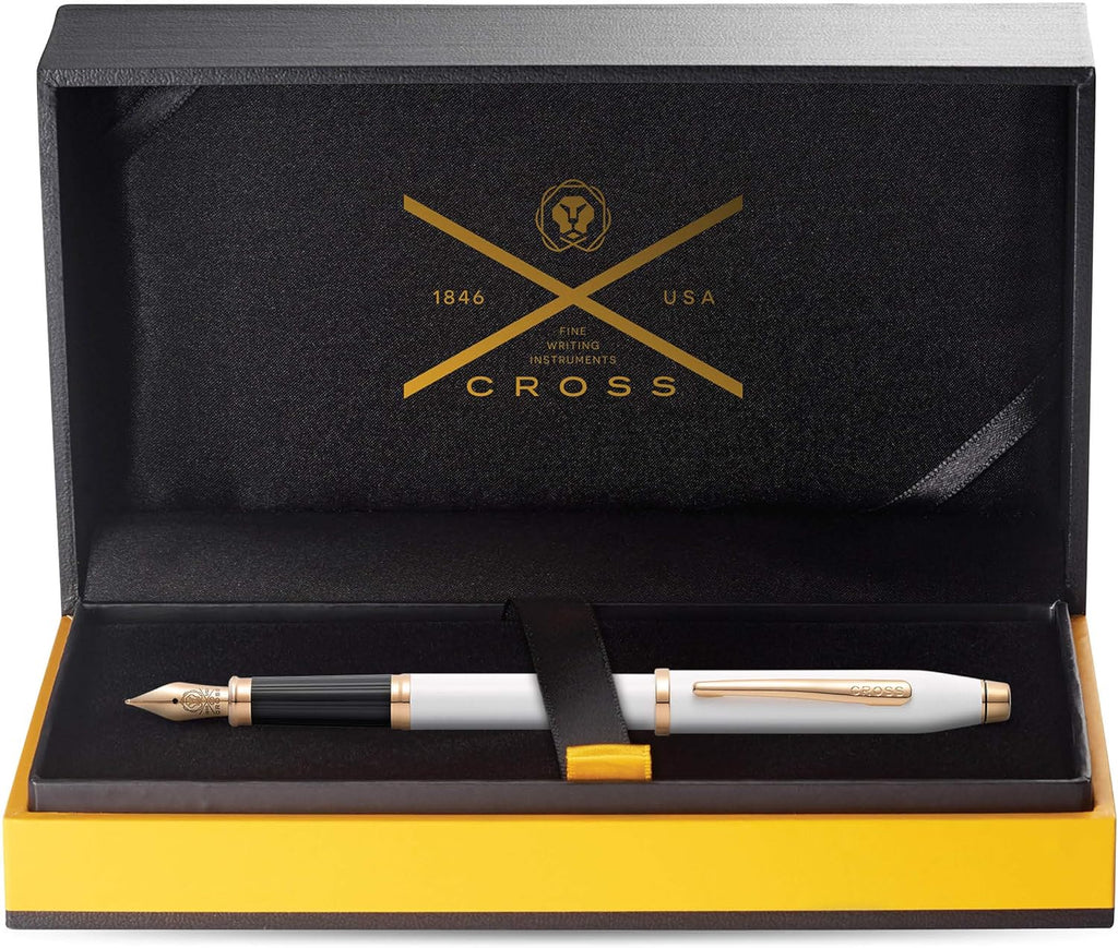 Cross Century II Fountain Pen – Pearlescent White Lacquer with Rose-Gold Tone Appointments