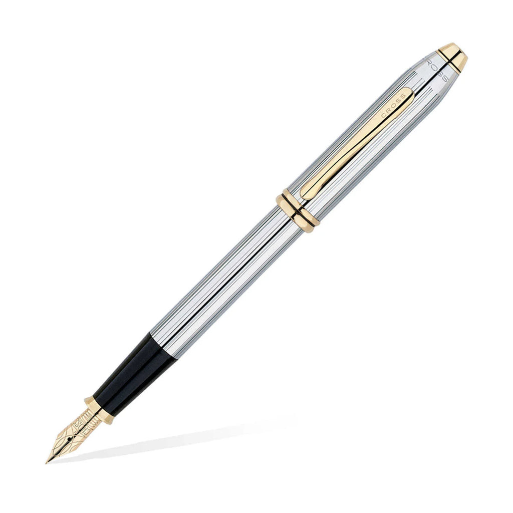 Cross Townsend Fountain Pen – 23 Carat Gold Plated Appointments & 18K Gold Plated Nib