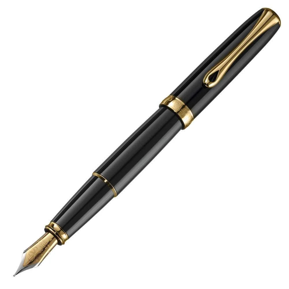 Diplomat Excellence A2 Black Lacquer Gold Trim Fountain Pen
