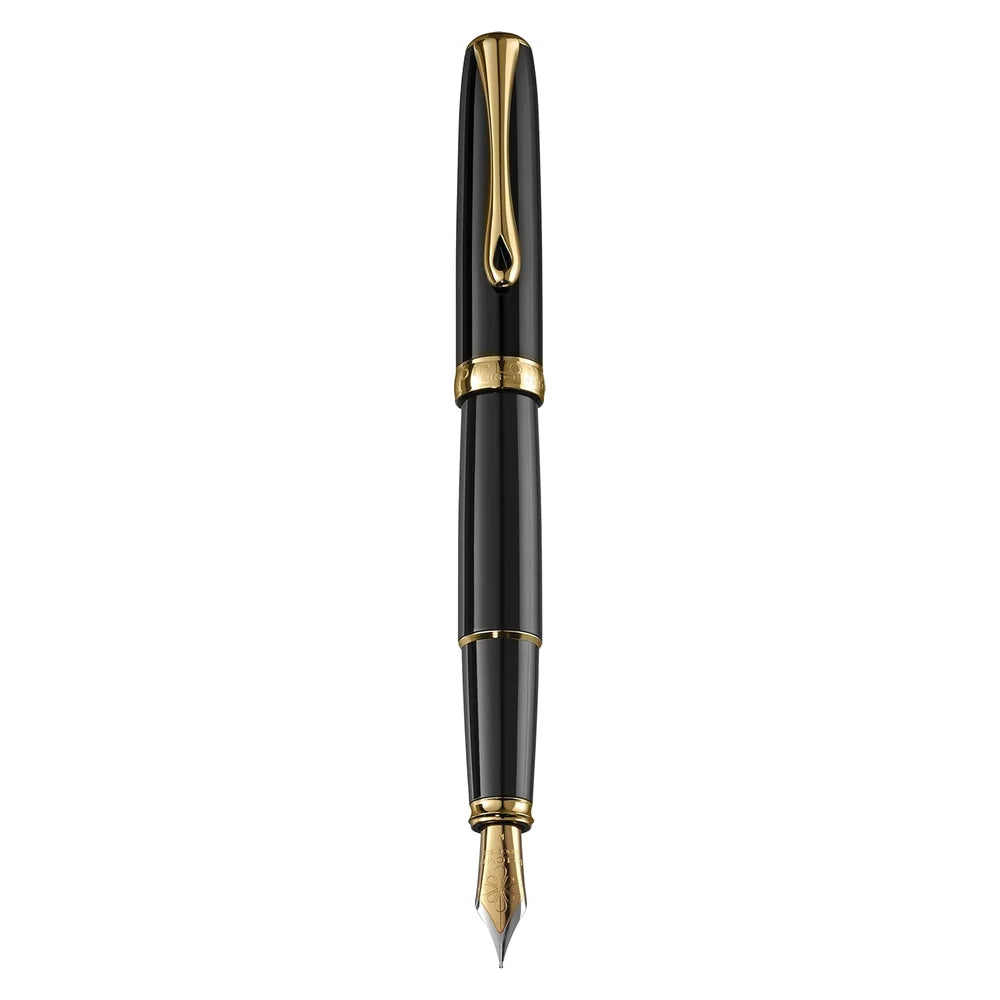 Diplomat Excellence A2 Black Lacquer Gold Trim Fountain Pen