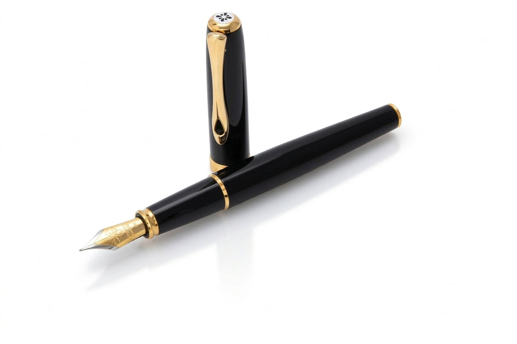 Diplomat Excellence A2 Black Lacquer Gold Trim Fountain Pen