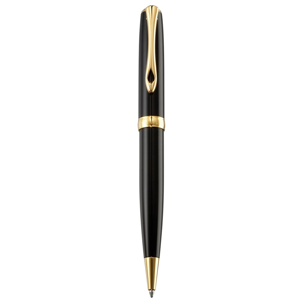 Diplomat Excellence A2 Black Lacquer Gold Trim Easy Flow Ballpoint Pen