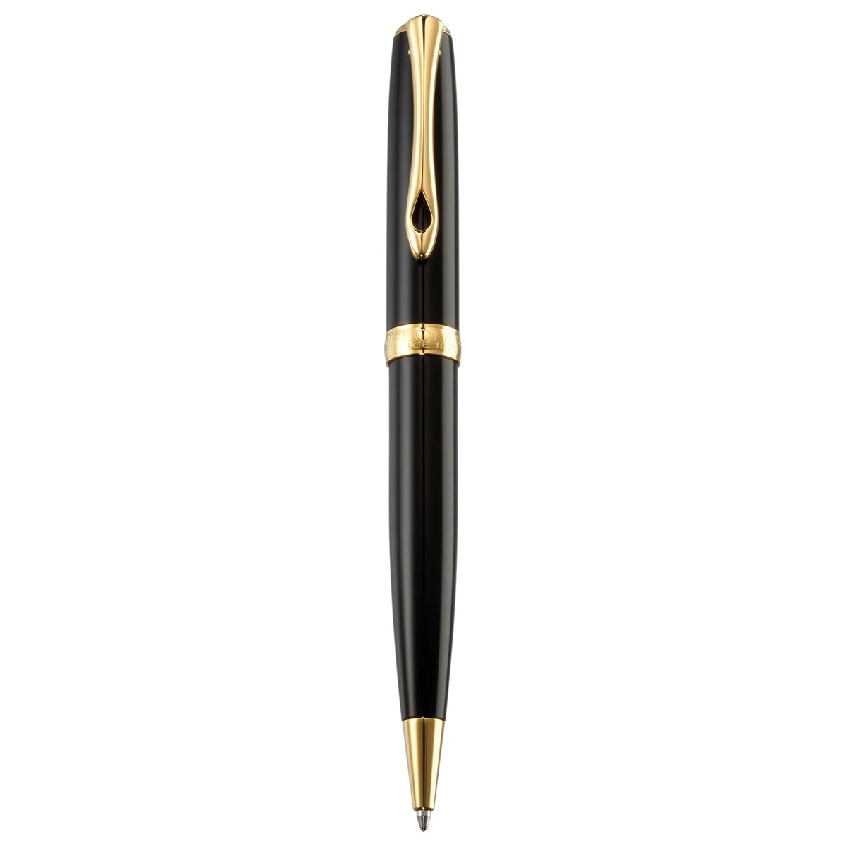 Diplomat Excellence A2 Black Lacquer Gold Trim Easy Flow Ballpoint Pen