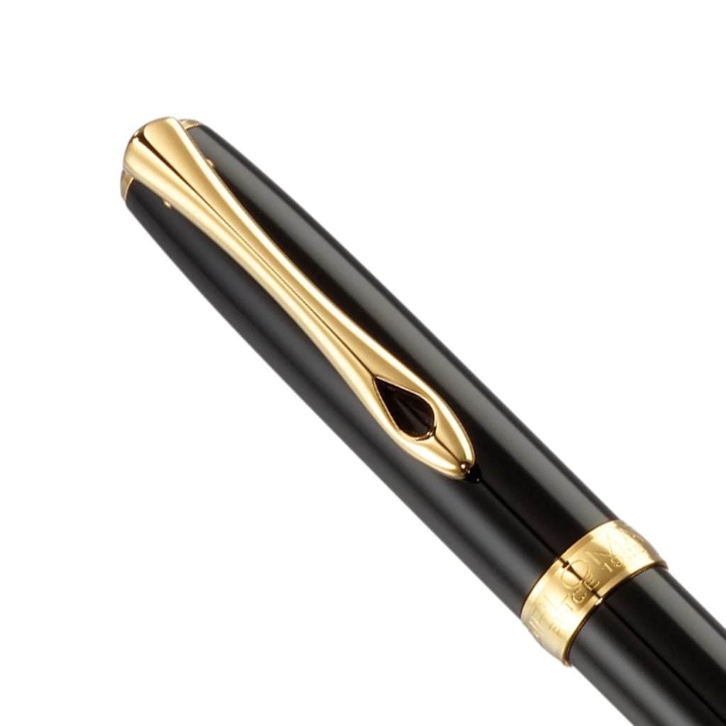 Diplomat Excellence A2 Black Lacquer Gold Trim Easy Flow Ballpoint Pen