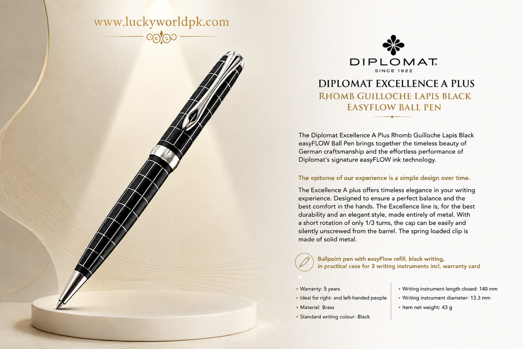 Diplomat Excellence A Plus Rhomb Guilloche Lapis Black easyFLOW Ball Pen
