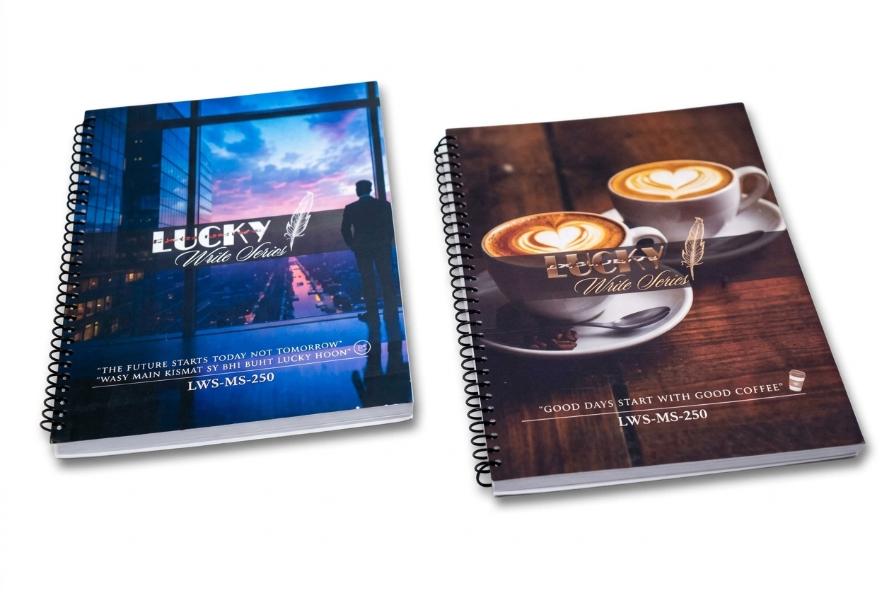 Lucky Write Series Spiral Notebooks Collection 100 – 300 Pages With Lovely Quotes & Designs