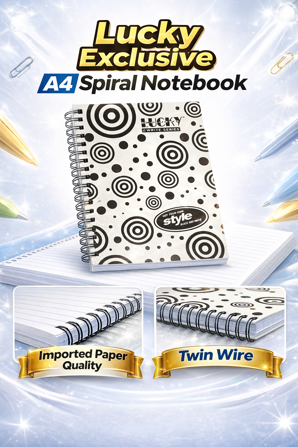 Lucky Exclusive Spiral Notebook A4 — Premium Quality 400 Pages