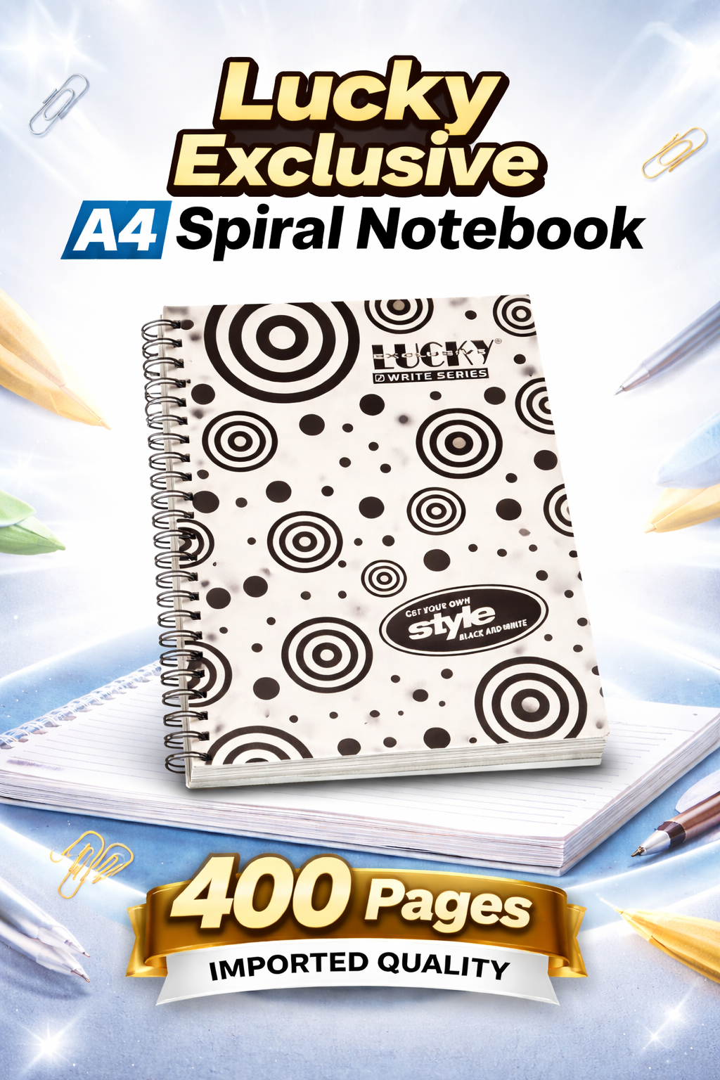Lucky Exclusive Spiral Notebook A4 — Premium Quality 400 Pages