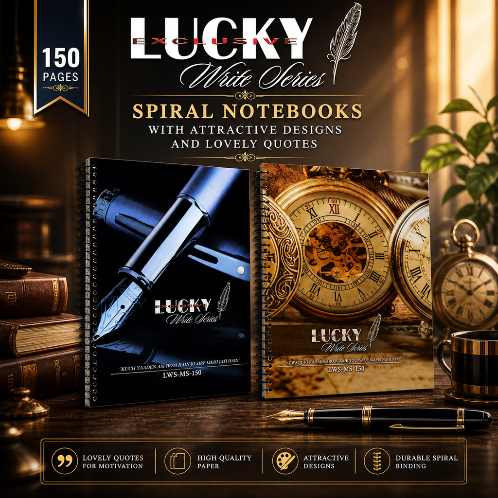 Lucky Write Series Spiral Notebooks Collection 100 – 300 Pages With Lovely Quotes & Designs