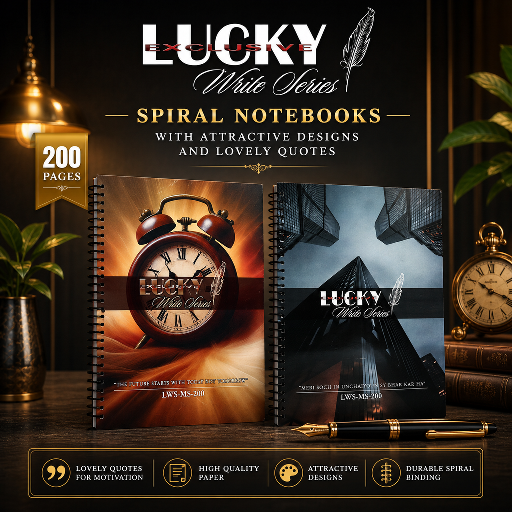 Lucky Write Series Spiral Notebooks Collection 100 – 300 Pages With Lovely Quotes & Designs