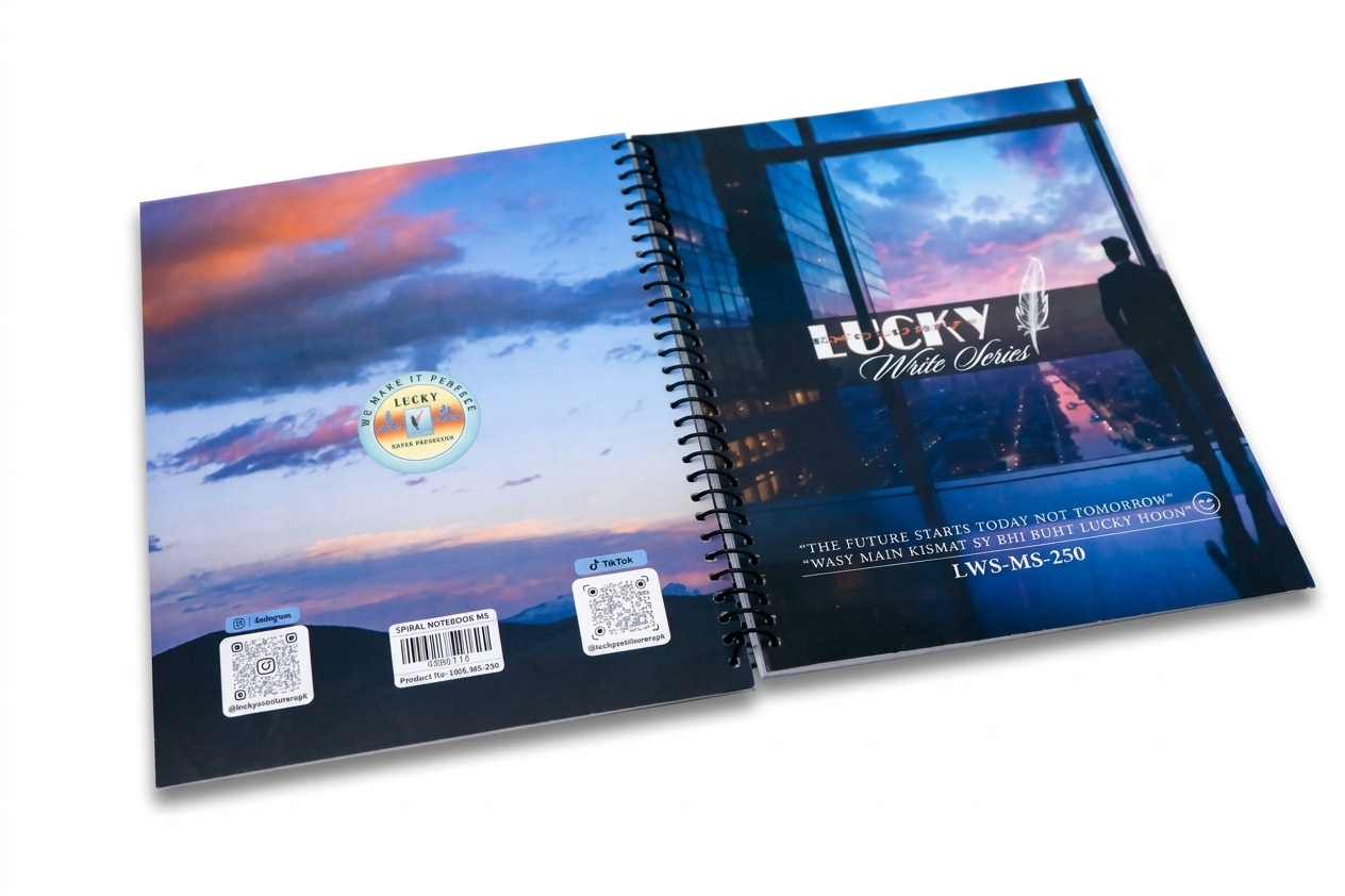 Lucky Write Series Spiral Notebooks Collection 100 – 300 Pages With Lovely Quotes & Designs