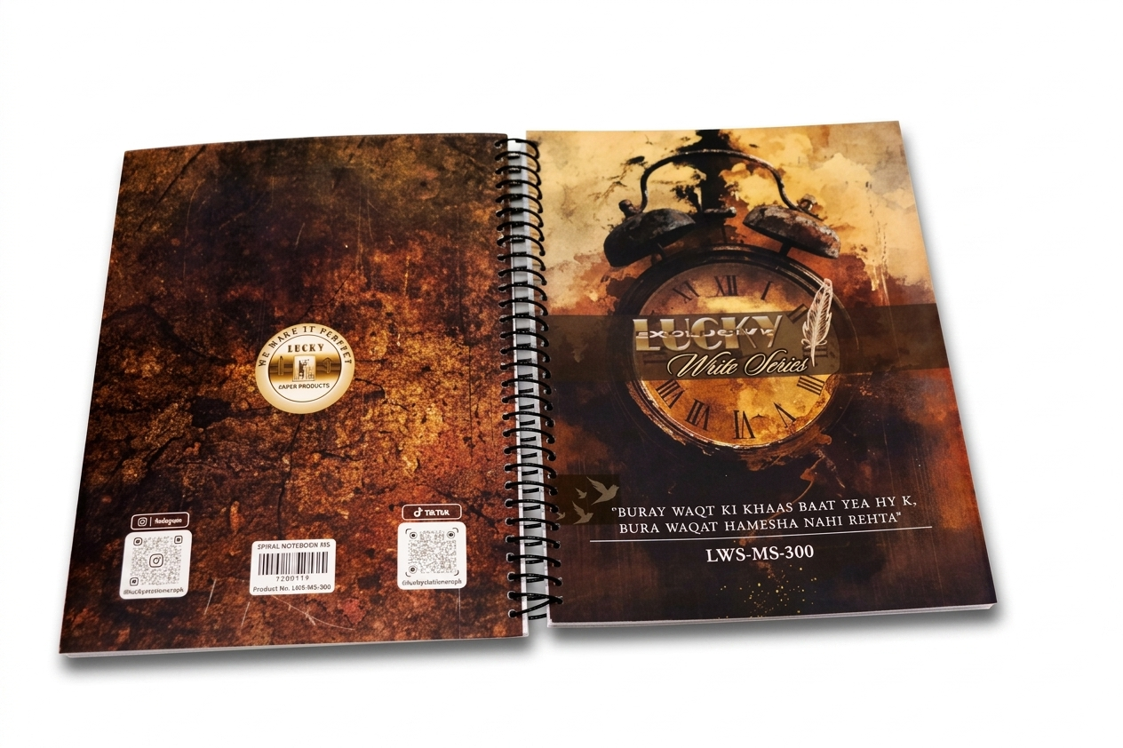 Lucky Write Series Spiral Notebooks Collection 100 – 300 Pages With Lovely Quotes & Designs