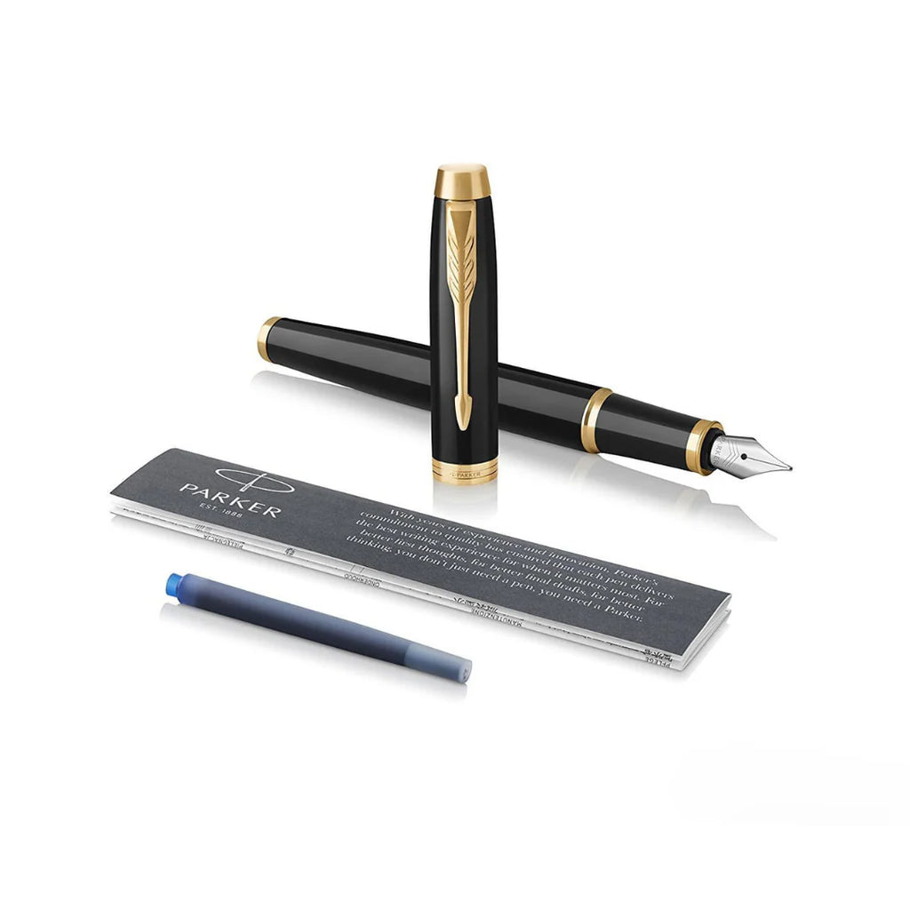 Parker IM Fountain Pen Black Lacquer with Gold Trim