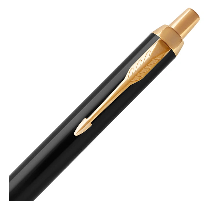 Parker IM Black Lacquer Gold Trim Ballpoint Pen