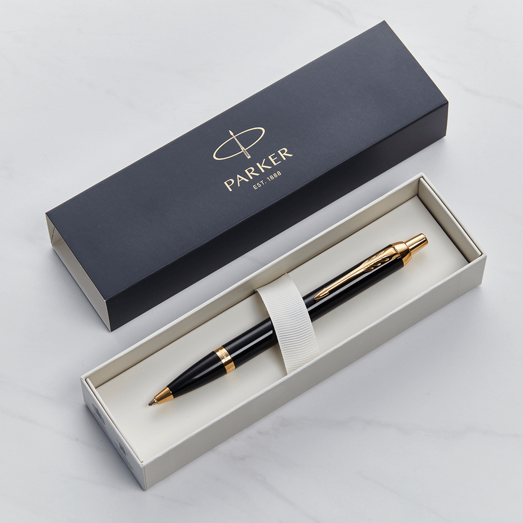 Parker IM Black Lacquer Gold Trim Ballpoint Pen