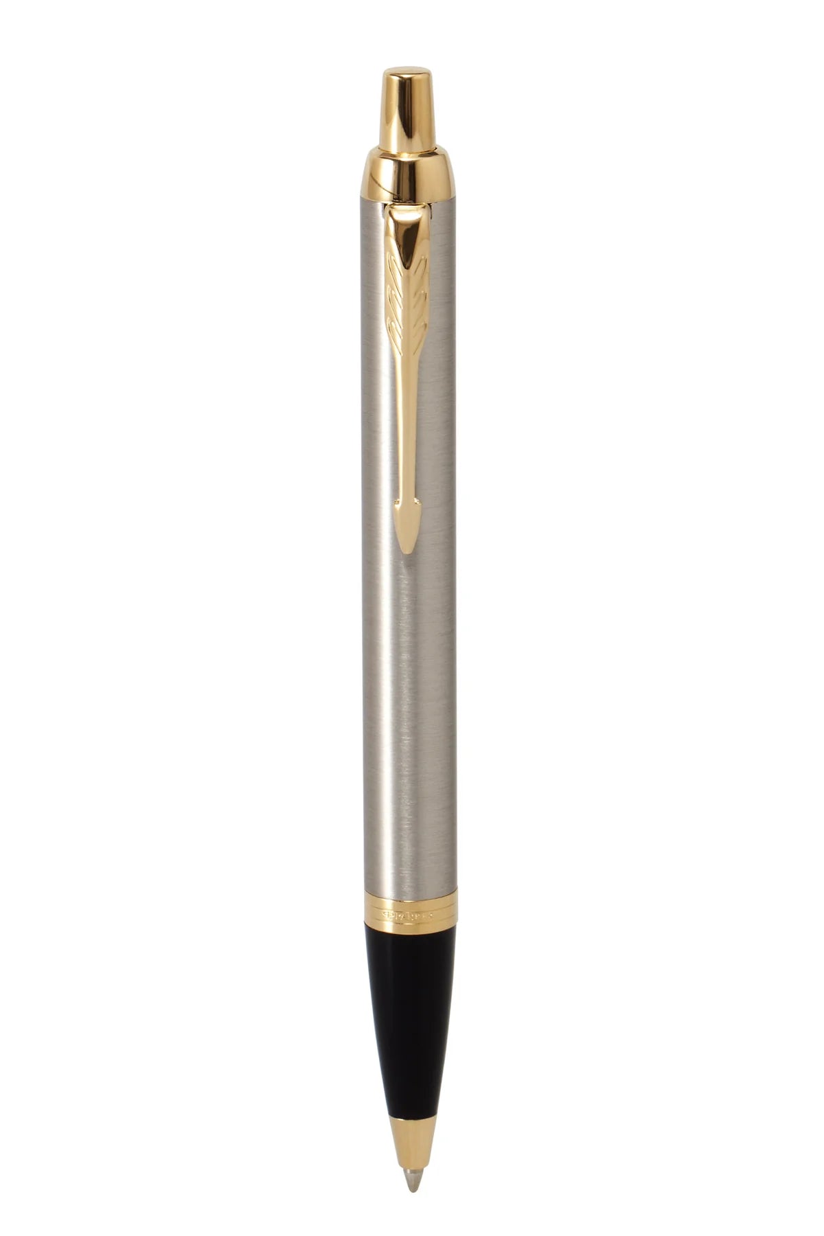 Parker IM Core Brushed Metal Stainless Steel Gold Trims Ballpoint Pen
