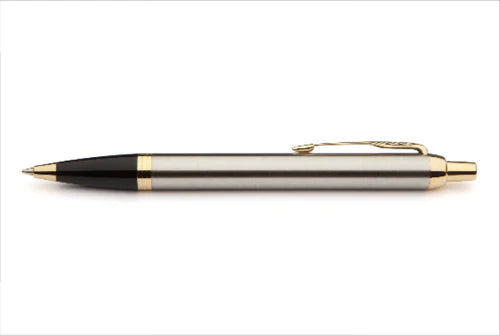 Parker IM Core Brushed Metal Stainless Steel Gold Trims Ballpoint Pen