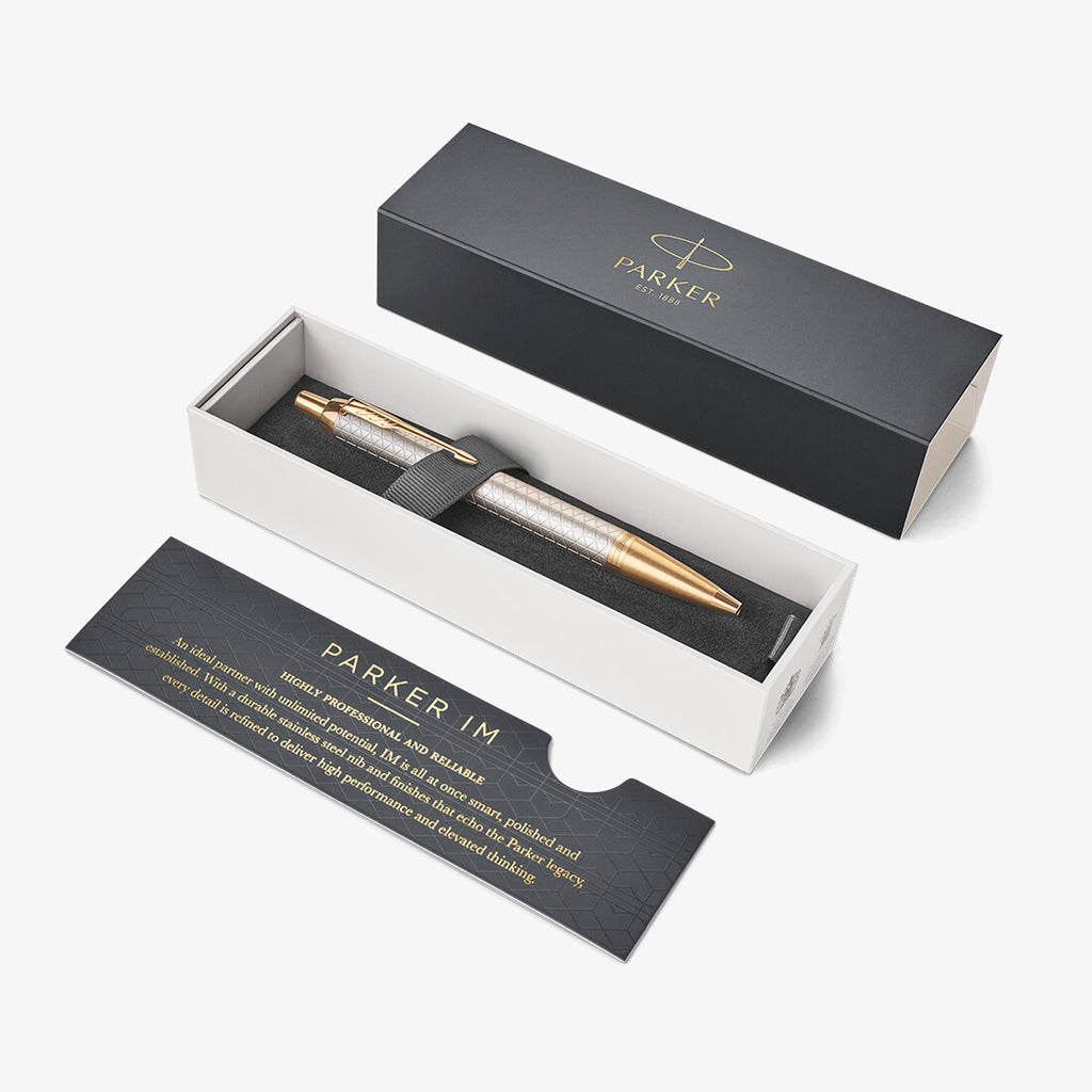 Parker IM Premium Ballpoint Pen Warm Silver with Gold Trim