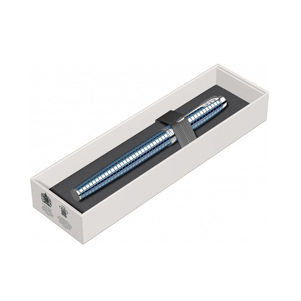 Parker IM Premium Blue Chrome Trim Rollerball Pen