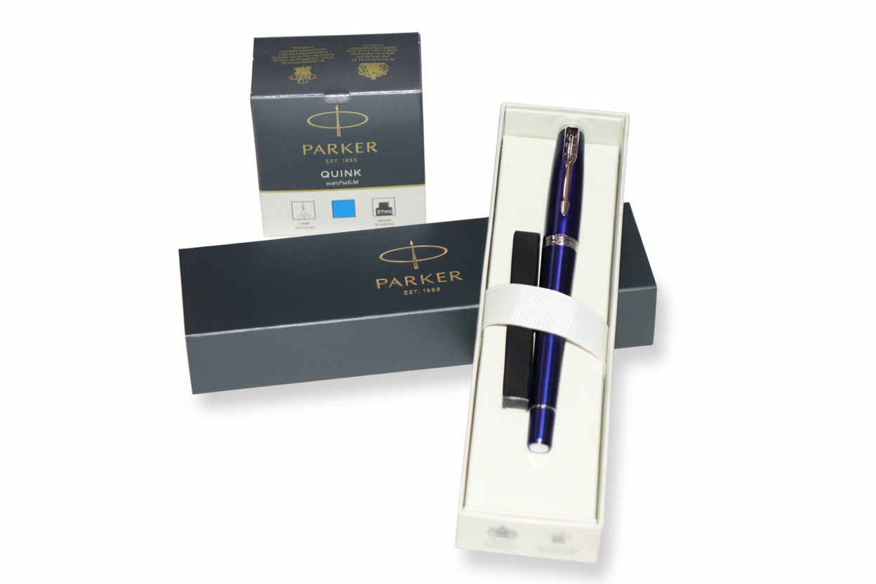 Parker Nighty Blue Fountain Pen With Blue Ink Bottle