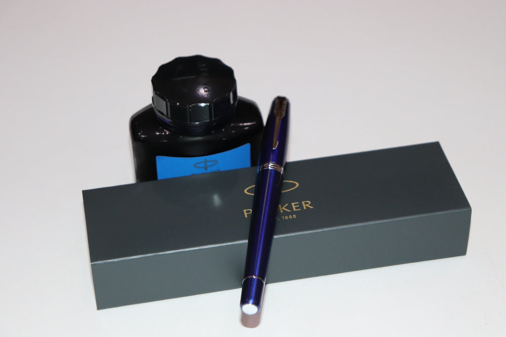 Parker Nighty Blue Fountain Pen With Blue Ink Bottle