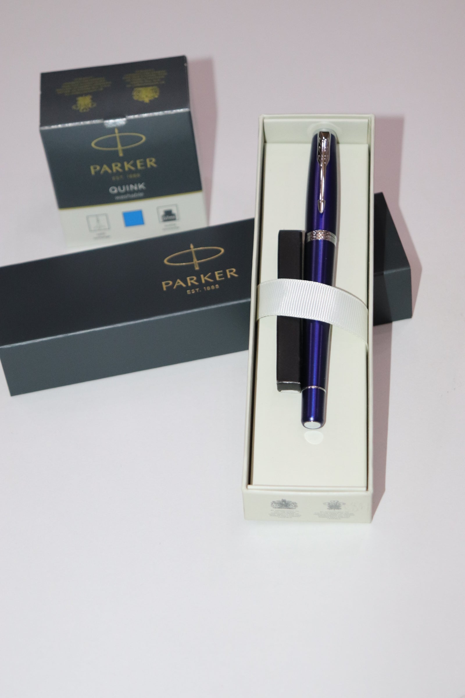 Parker Nighty Blue Fountain Pen With Blue Ink Bottle