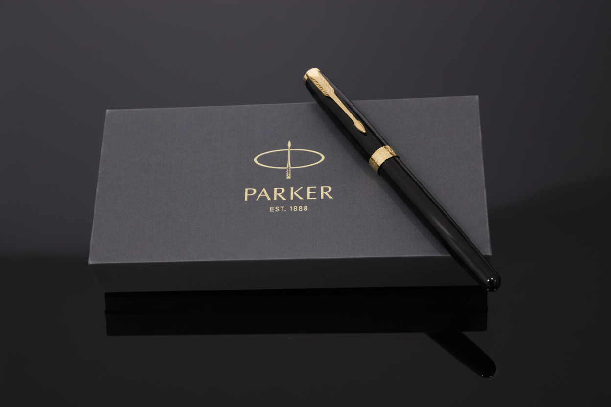 Parker Sonnet Black Lacquer Gold Trim Fountain Pen