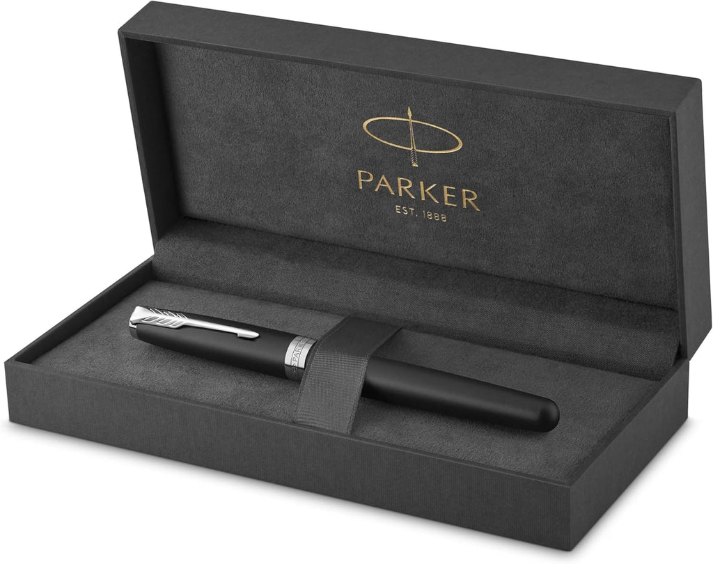 Parker Sonnet Matte Black Chrome Trim Fountain Pen