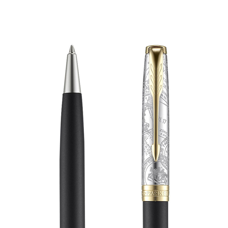 Parker Sonnet Reflection Matte Black With Classy Engraved Goldtrims Cap Ballpoint Pen