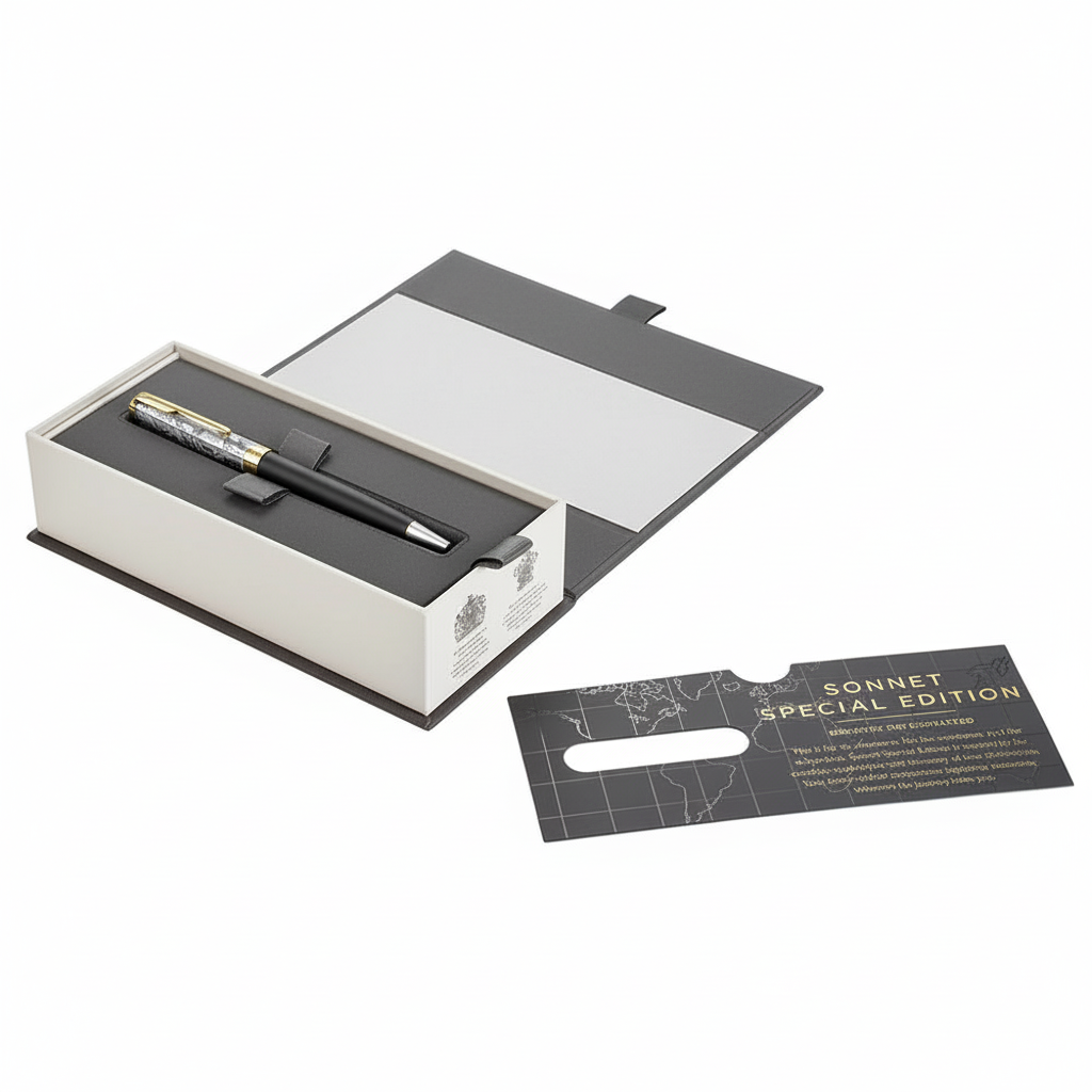 Parker Sonnet Reflection Matte Black With Classy Engraved Goldtrims Cap Ballpoint Pen