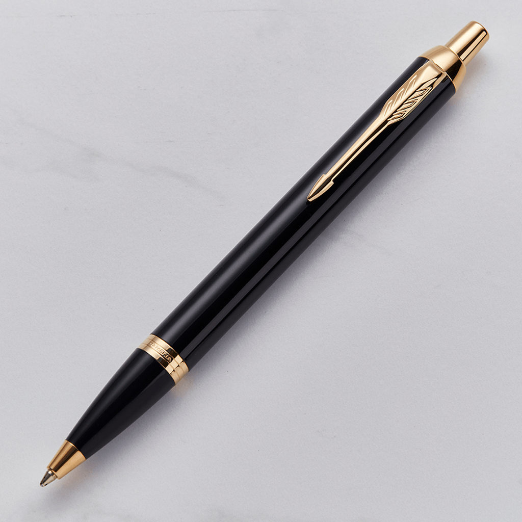 Parker IM Black Lacquer Gold Trim Ballpoint Pen