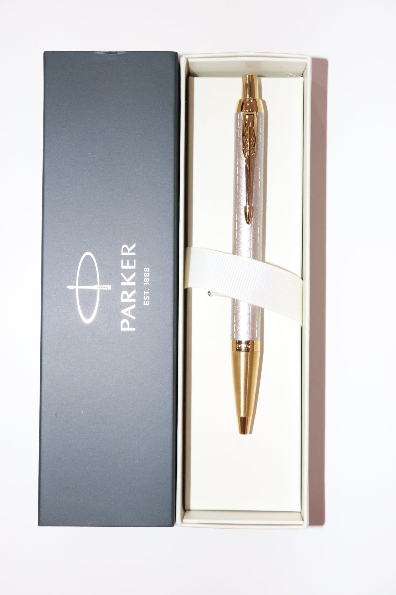 Parker IM Premium Ballpoint Pen Warm Silver with Gold Trim