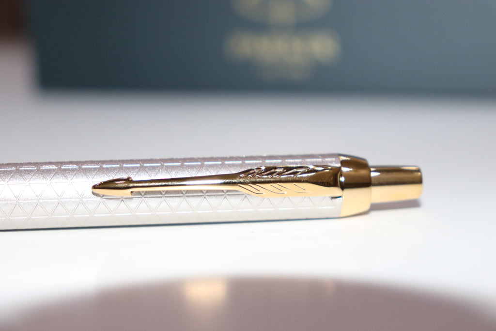 Parker IM Premium Ballpoint Pen Warm Silver with Gold Trim