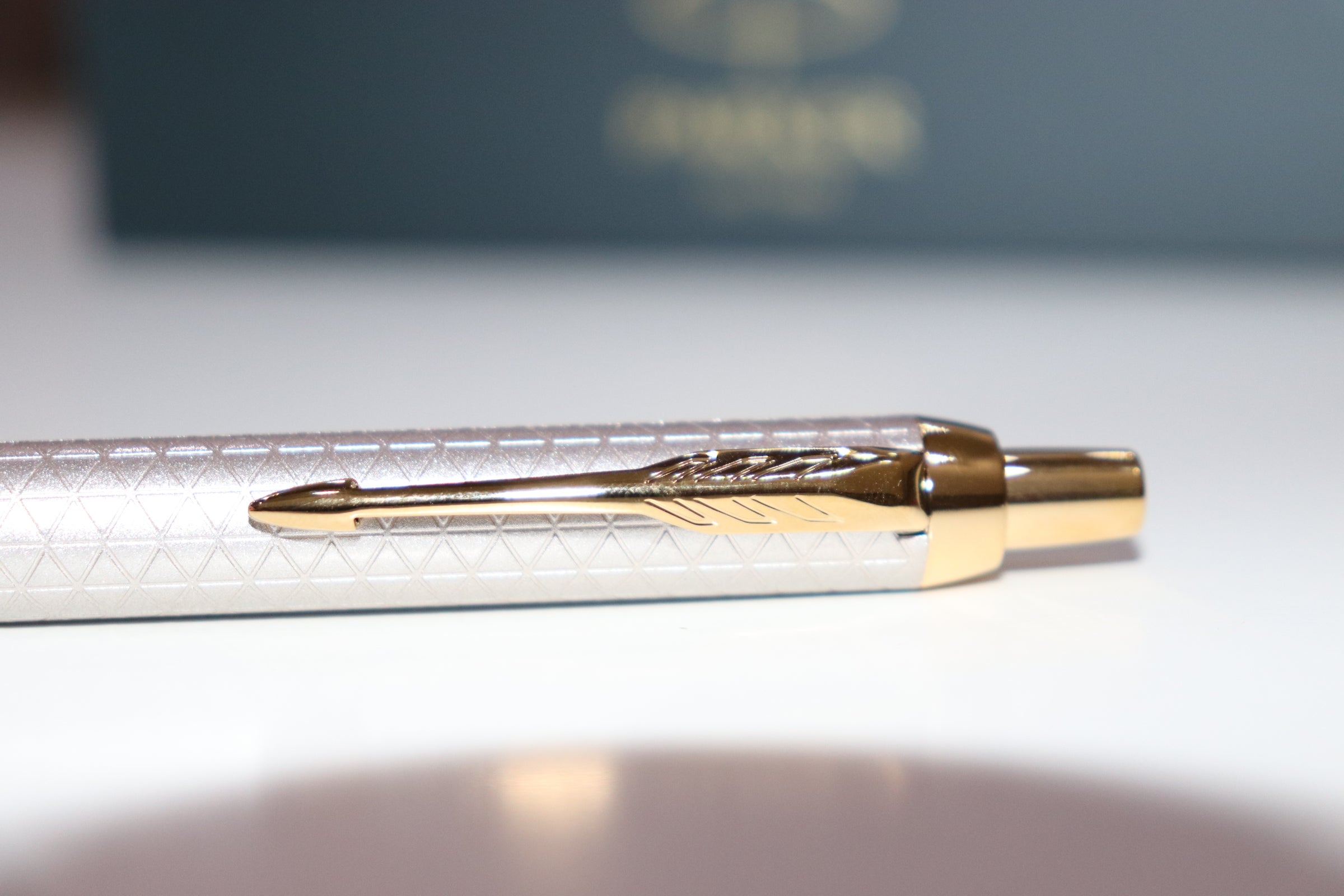Parker IM Premium Ballpoint Pen Warm Silver with Gold Trim