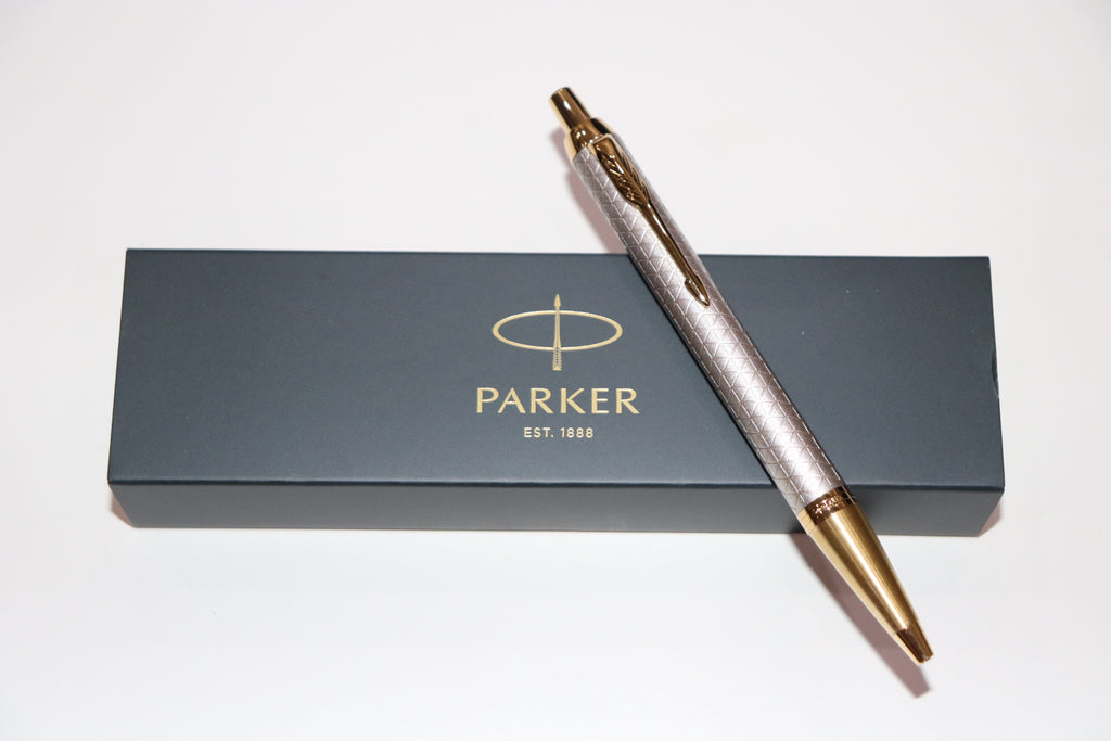 Parker IM Premium Ballpoint Pen Warm Silver with Gold Trim